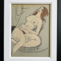 Original pastel portrait ‘Reclining nude’ by Toby Horne Shepherd 1909-1993. Framed. Provenance; Helen Hale, the artists wife.
