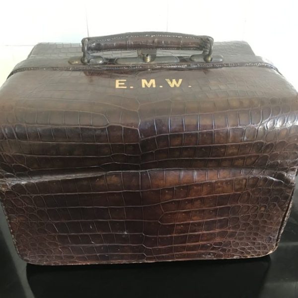 Walker &#038; Hall Crocodile Valise with Silver accessories