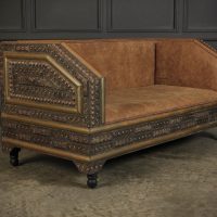 Moroccan Embossed Metal &amp; Leather Sofa