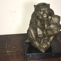 MOTHER &#038; CHILD BRONZE ON MARBLE