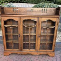 Arts &amp; Crafts Oak Glazed Bookcase