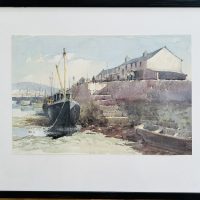 Original watercolour ‘Rye Harbour’ by Alec Butson 1910-1992. Framed. Signed and dated 83. Exh. Mall Galleries 1983.