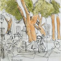 Original pen and wash drawing ‘Teneriffe’ by Toby Horne Shepherd 1909-1993. Provenance; Helen Hale. C.1965