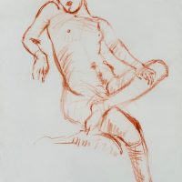 Original red chalks drawing by Eric James Mellon 1925-2014. Signed. Unframed. c.1980