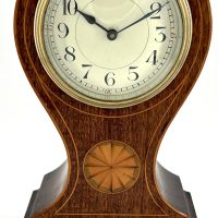 Antique Edwardian inlaid Mahogany Balloon Shape Mantel Clock C1905
