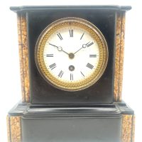 Nice 8 day Classic design slate &amp; marble Mantel Clock – ca1900