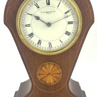 Antique Edwardian Balloon Inlaid Mantel Clock C1905