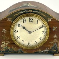 Rustic Antique Hand painted Chinoiserie Edwardian mantel Clock C1910