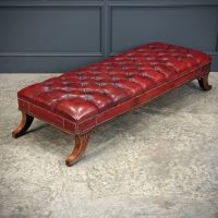 Large Red Buttoned Leather Footstool