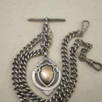 c.1925 Birmingham Silver Double Pocket Watch Albert/48.6grms