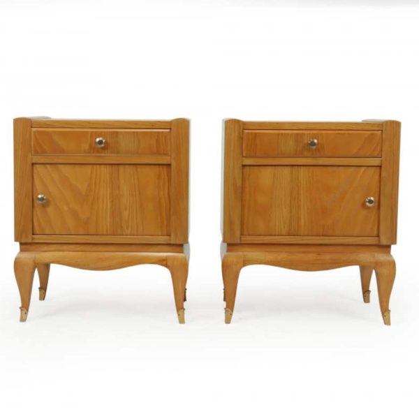 French Art Deco Bedside Cabinets in Cherry
