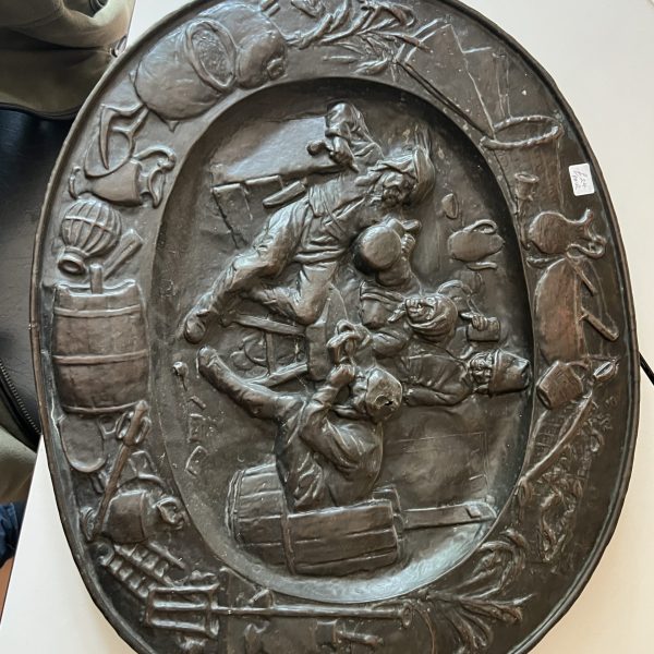 Rapouse copper wall plaque After David Teniers Tavern Scene
