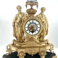Luxurious Victorian Gilt Sevres Figural Mantle Clock &#8211; ca 1880