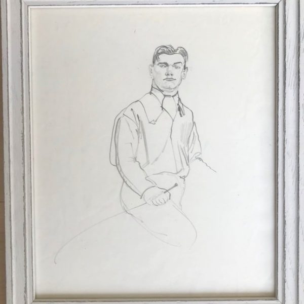 Original pencil drawing &#8216;A Jockey&#8217; by Raoul Millais 1900-1999. c.1950. Provenance; Purchased directly from the artist.