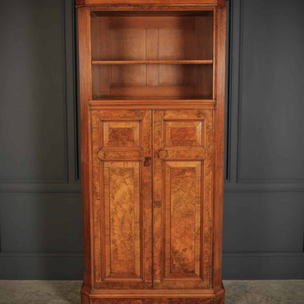 Rare Slim Burr Walnut Bookcase