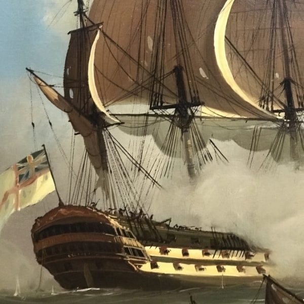 Battle Of Trafalgar Maritime Seascape Oil Paintings Of Galleon Warships At Sea