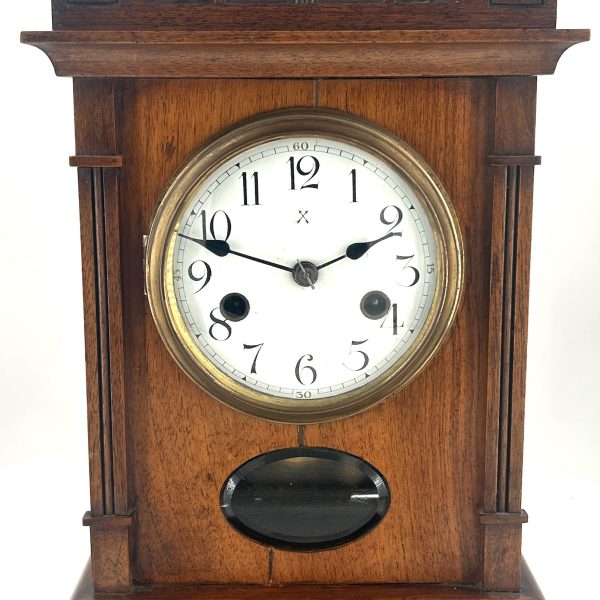 Wonderful Victorian Walnut Mantel Clock  by HAC &#8211; ca1900