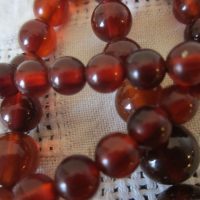Antique &#8220;Cherry Red&#8221; Bakelite Bead Necklace/ Simichrome Tested
