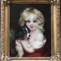Girl with favorite dog, British school, 19th century