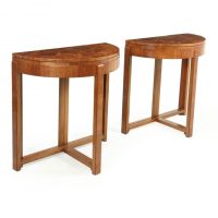 Pair of Art Deco Walnut Card / Console Tables