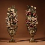 Very Decorative Italian Toleware And Brass Flower Vases, Circa 1850-70