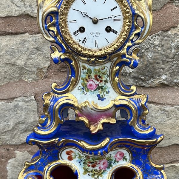 Fabulous French Hand Painted Porcelain Mantel Clock – Ca 1840