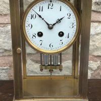 Fabulous French Four Glass Champleve Case Regulator Mantel Clock &#8211; Ca 1880