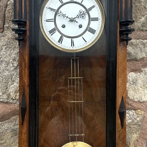Fantastic Walnut &amp; Ebonised Vienna Wall Clock – Ca 1890