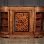 Victorian Burr Walnut Marquetry Inlaid Credenza