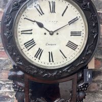 Fabulous Welsh Victorian Rosewood Carved Twin Fusee Drop Dial Clock – Ca 1860
