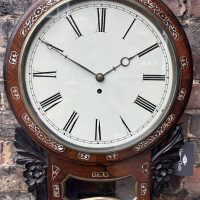 Fine Victorian Rosewood Carved Fusee Drop Dial Clock &#8211; Ca 1880
