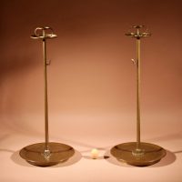 Interesting Pair Of Japanese Bronze Candlesticks.
