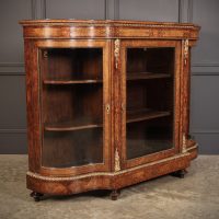 Impressive Burr Walnut Marquetry Inlaid Credenza Cabinet
