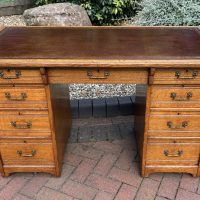 Gillows Twin Pedestal oak Writing Desk c1890