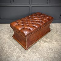 Large Regency Leather Ottoman