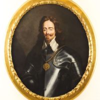 Huge Oval Oil Portrait King Charles I After Van Dyck 18th Old Master Paintings On Canvas