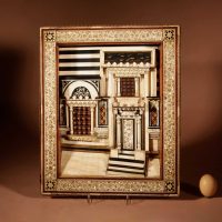 A Rare Moorish Alhambra Influence Relief Architectural Diorama Of The front Of A Building. 