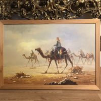Camels In Desert Landscape Oil Painting On Canvas Of Bedouin