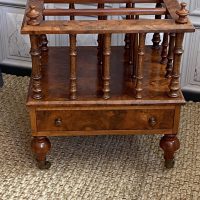 ANTIQUE 19TH CENTURY STYLE BURR WALNUT CANTERBURY