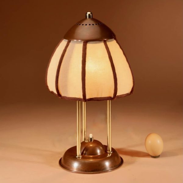  Amsterdam School Rare Brass and patinated Copper Table Lamp, Circa 1900-20