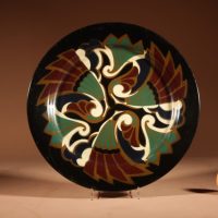 Amsterdam School Very Rare Hand Painted Brass Charger Circa 1900-20