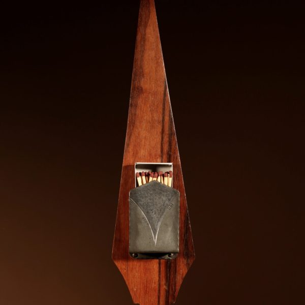 A Very Stylish Amsterdam School Madagascar Ebony Veneer And White metal Match box Holder.