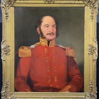 Red Coat Officer Portrait Madras Presidency Service Military Oil Paintings
