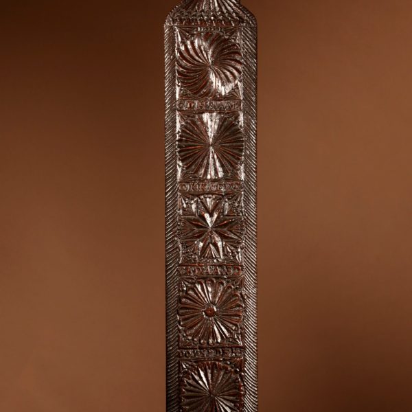 Early Dated 1661 Fine Oak Chip Carved Dutch Mangle Board.
