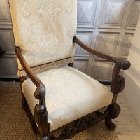 ANTIQUE BAROQUE STYLE HEAVILY CARVED ARMCHAIR
