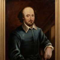 William Shakespeare Playwright Poet Actor 19th Oil Portrait Painting By Thomas Spinks