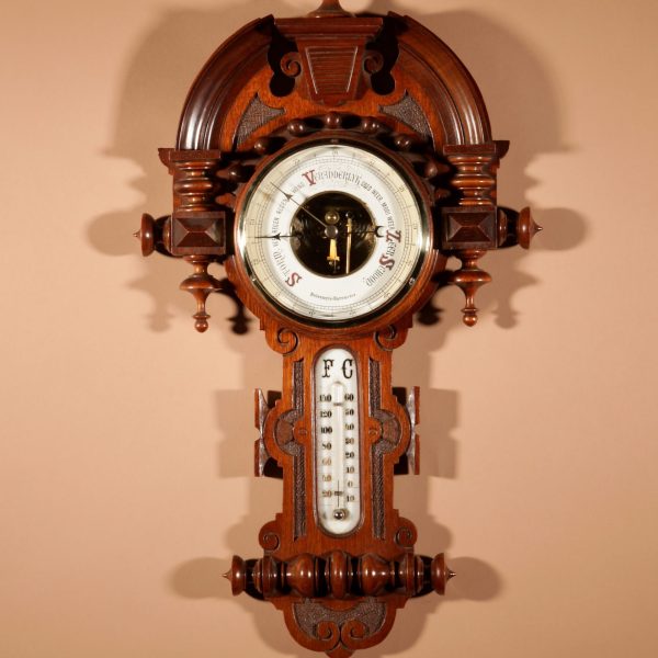 Very stylish Dutch William III Style Mahogany Barometer Thermometer Circa 1900.