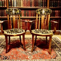 PAIR OF ANTIQUE ART NOUVEAU MACINTOSH STYLE ARMCHAIRS