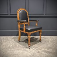 Oak &amp; Leather Armchair by W.Williamson &amp; Sons