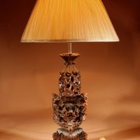 Indonesian Possibly Bali Original Fine Carved Hardwood Table Lamp.